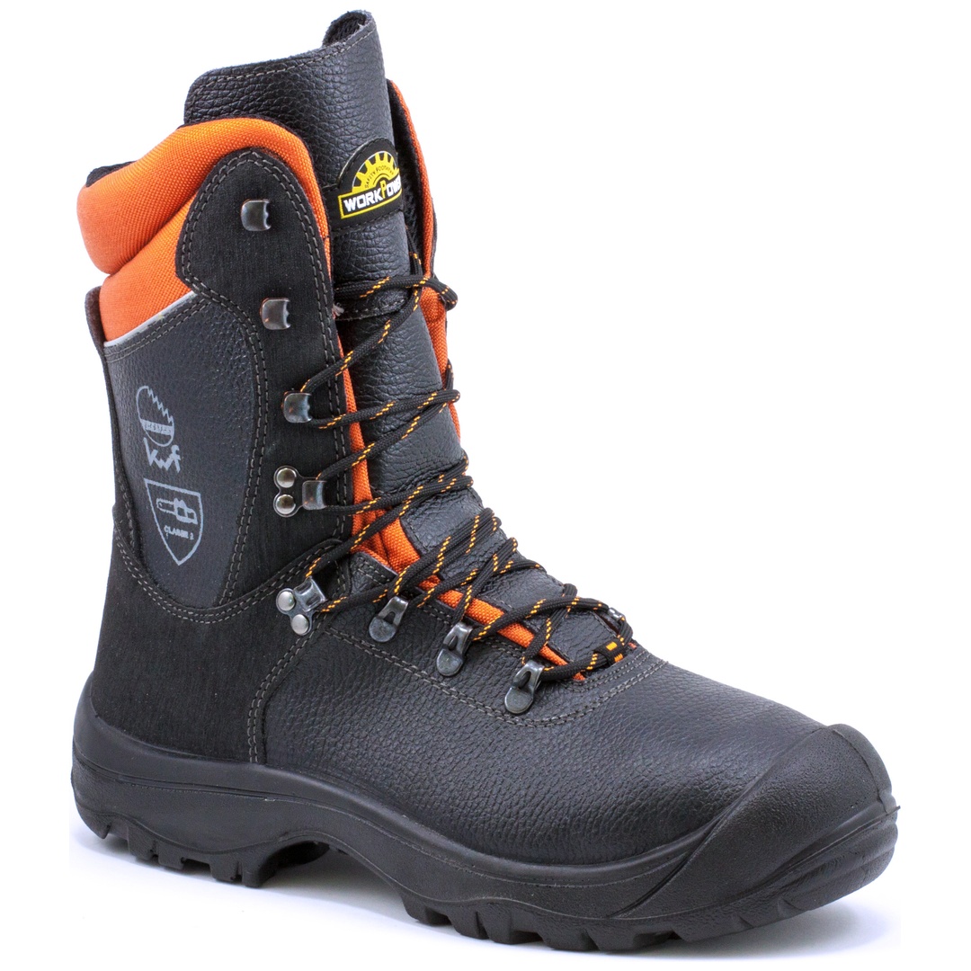 WorkPower Rual-Tex Schnittschutzstiefel Little Forest S3 Gr. 42 schwarz/orange