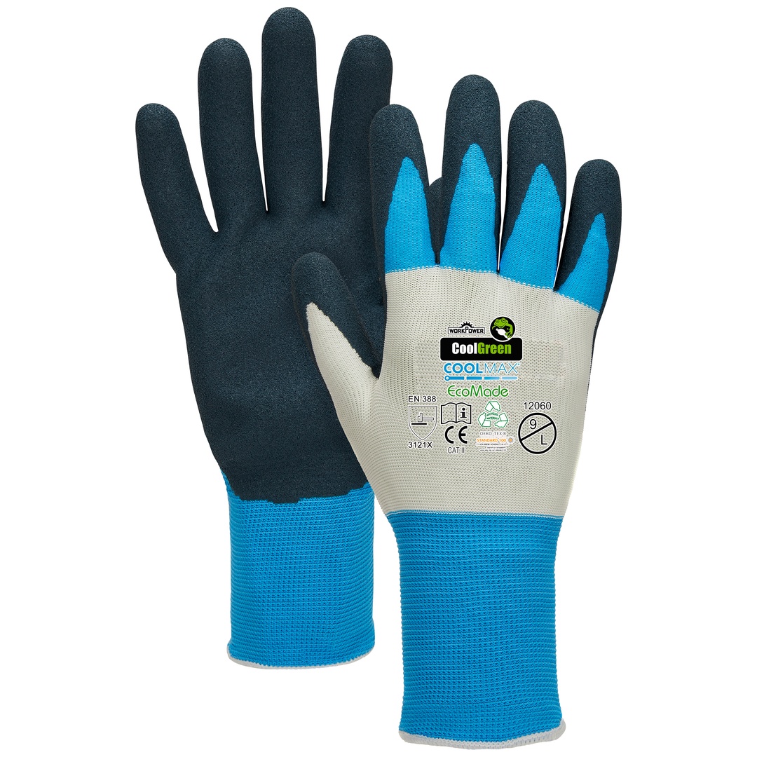 WorkPower RualTex Arbeitshandschuh Cool Green Gr. 9 weiß/blau p5956265