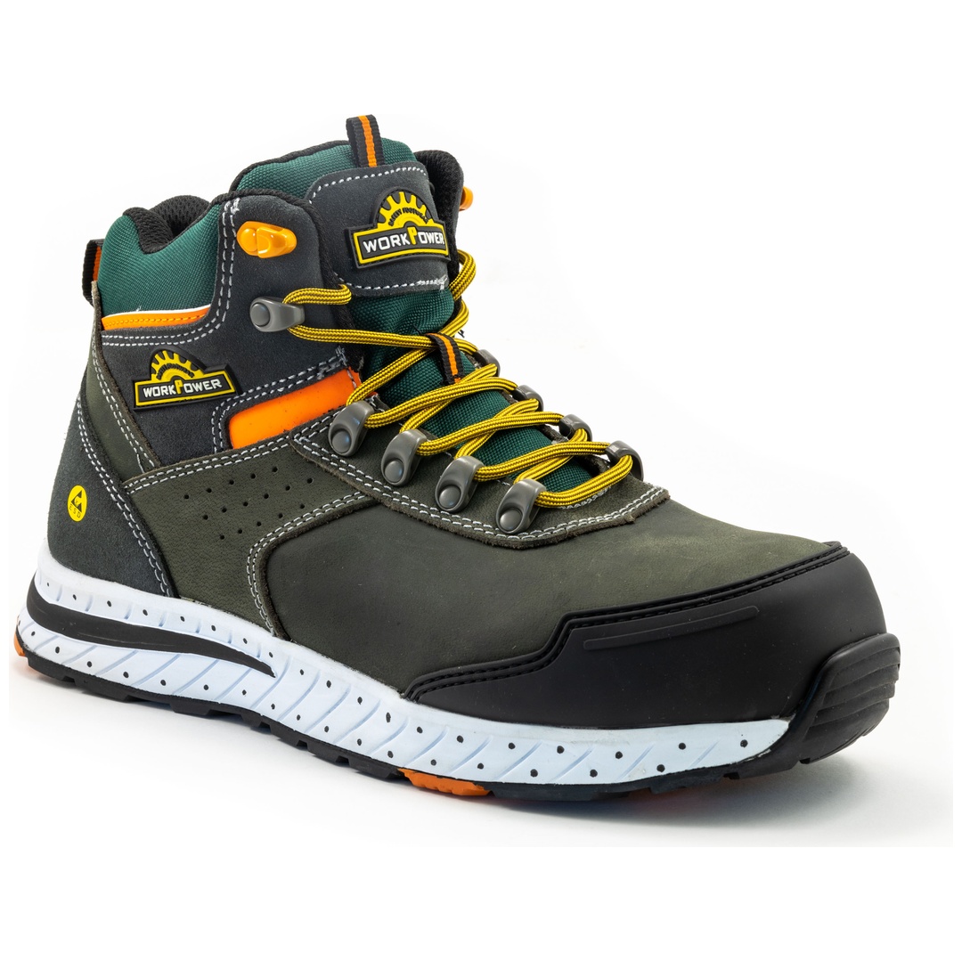 WorkPower Rual-Tex Sicherheitsstiefel Hilders S3 Gr. 47 grau/grün/orange