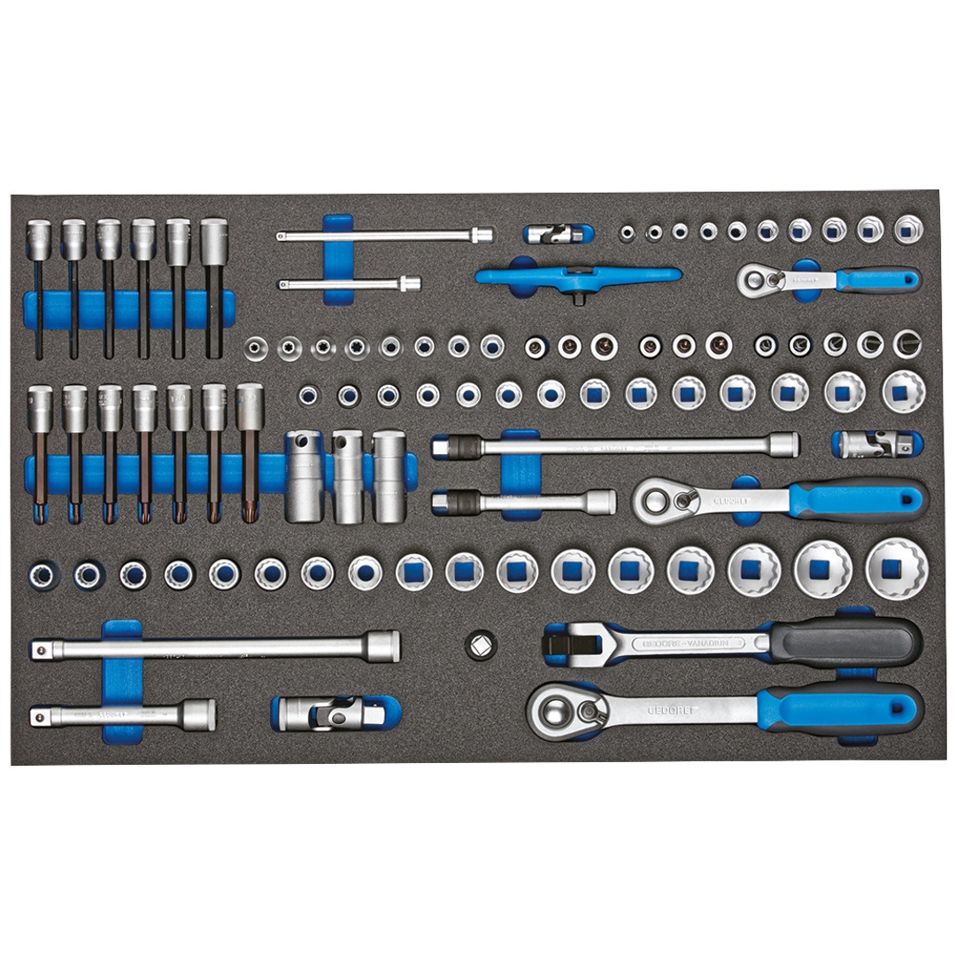 Gedore Steckschlüssel-Satz 1/4-3/8-1/2 in Check-Tool-Modul, 91-tlg.