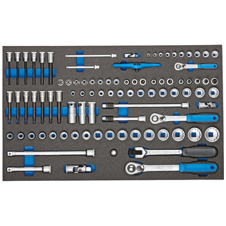 Gedore Steckschlüssel-Satz 1/4"-3/8"-1/2" in Check-Tool-Modul, 91-tlg.