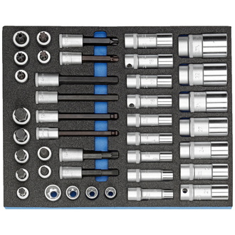 Gedore Steckschlüssel-Sortiment 1/2" in Check-Tool-Modul, 40-tlg.