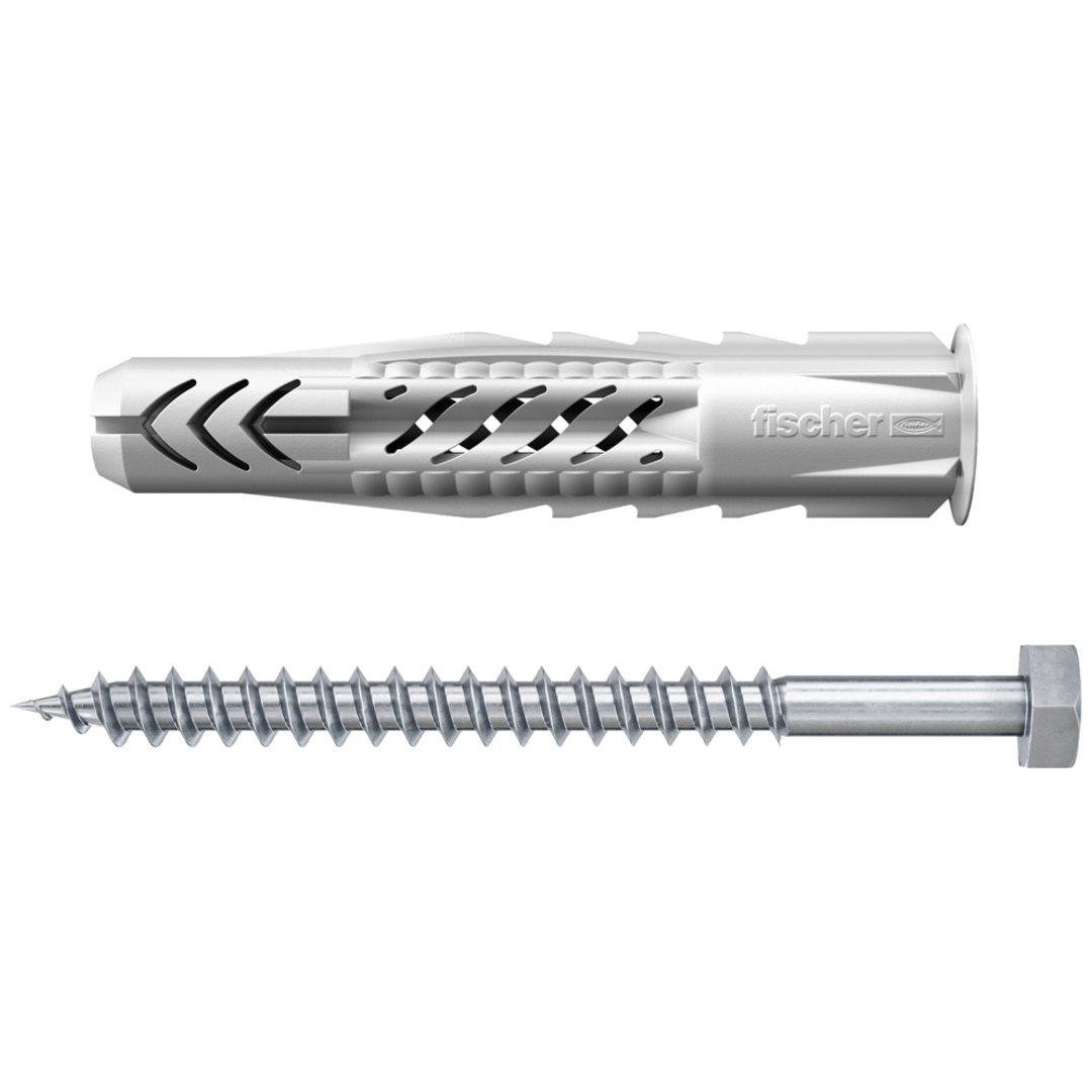 Fischer Universaldübel UX 10x60 R S K (4) mit Rand und Schraube