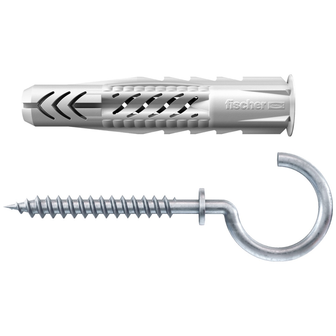 Fischer Universaldübel UX 8x50 RH K (4) mit Rand und Rundhaken
