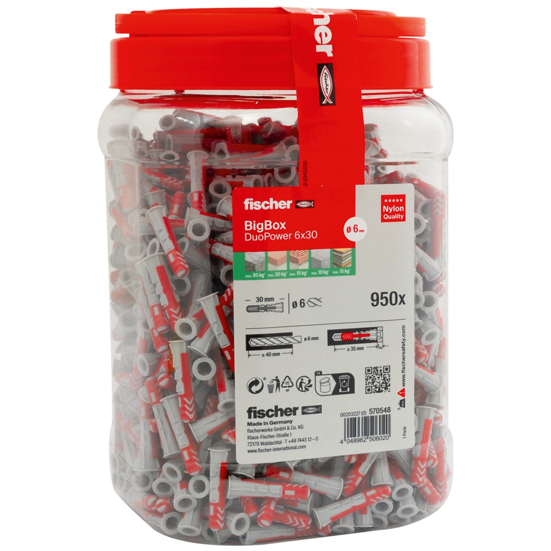 Fischer Duopower 6 x 30 Nylon-Dübel Spreizdübel Klappdübel Hohlraumdübel Universaldübel 750 Stk.