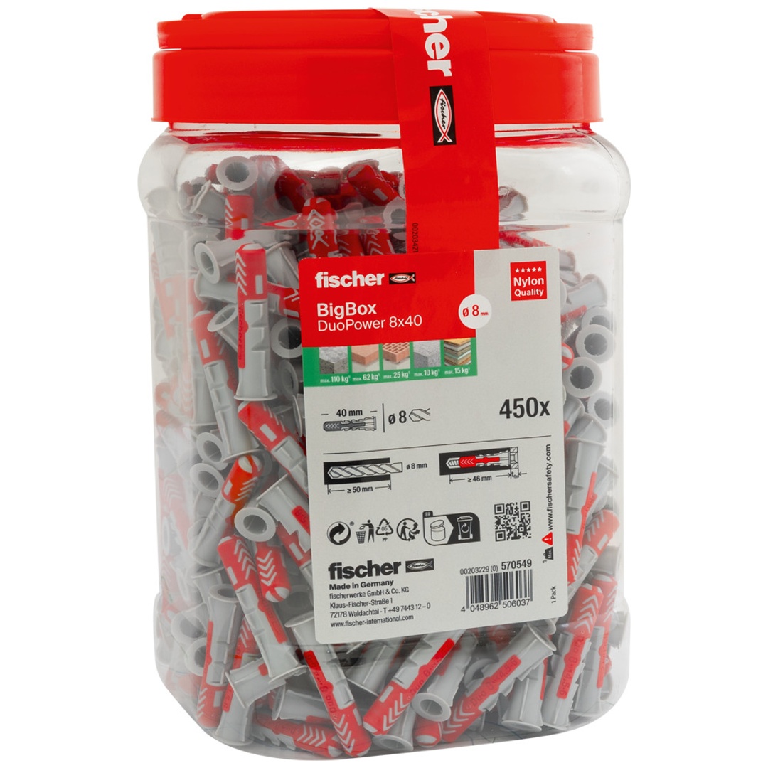 Fischer Duopower 8 x 40 Nylon-Dübel Spreizdübel Klappdübel Hohlraumdübel Universaldübel 400 Stk.