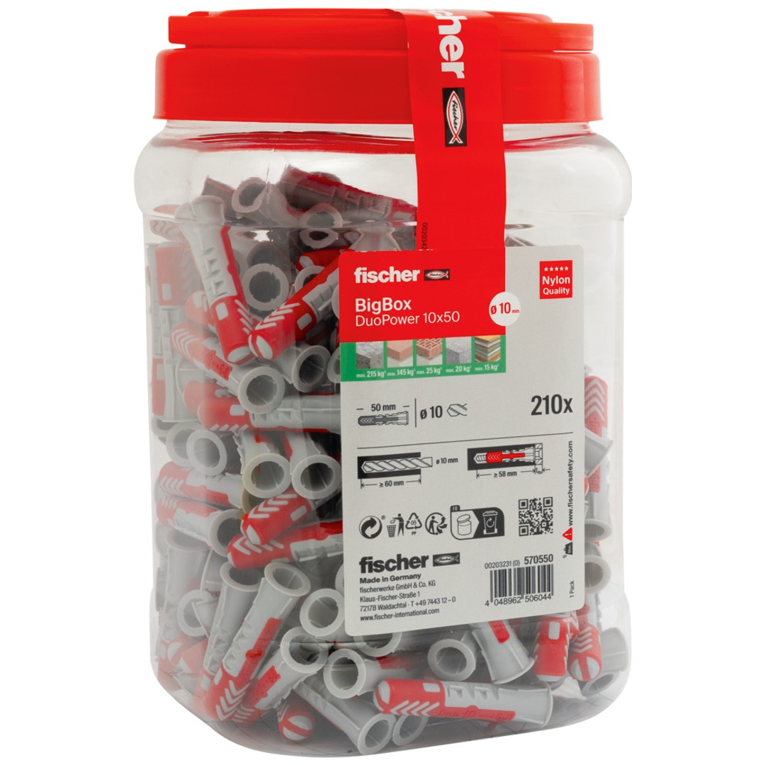 Fischer Duopower 10 x 50 Nylon-Dübel Spreizdübel Klappdübel Hohlraumdübel Universaldübel 200 Stk.