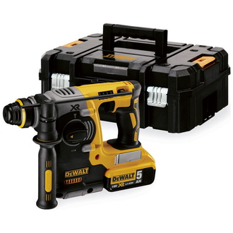 DeWalt Akku-Kombihammer, 18 V, incl. 2x Akku XR 5 Ah, Schnellladegerät, Zubehör, TSTAK-Box