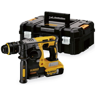 DeWalt Akku-Kombihammer, 18 V, incl. 2x Akku XR 5 Ah, Schnellladegerät, Schnellspann-Bohrfutter, Zubehör, TSTAK-Box