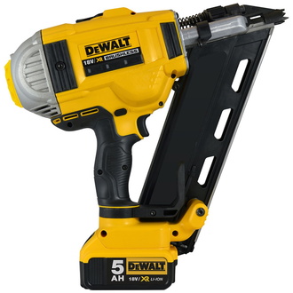 DeWalt Akku-Nagler 90 mm, 18 V, incl. 2x Akku 5 Ah, Schnellladegerät, Zubehör, Transportkoffer