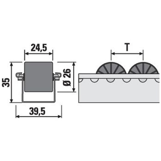 BITO Rollenleiste SDS / Röllchen mit Stahlachse 2000 Teilung:28 ohne Lochung