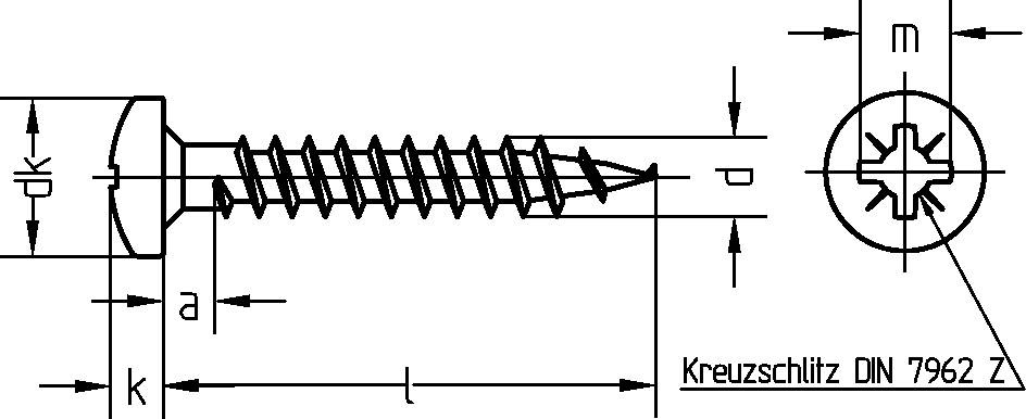 Spanplattenschrauben mit Halbrundkopf 3x16, Kreuzschlitz Pozidrive, Stahl verzinkt farblos