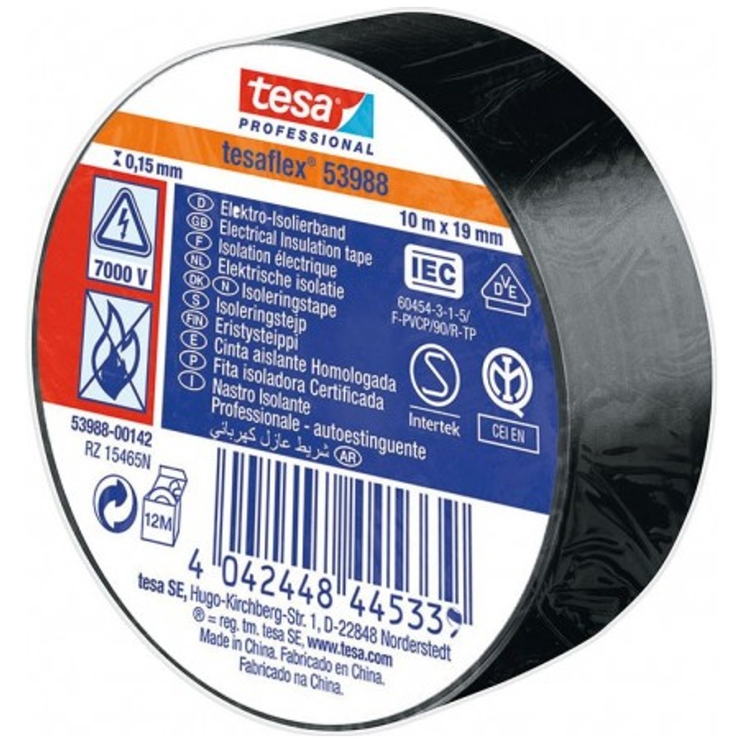 Tesa PVC-Elektroisolierband 10m x 19mm, schwarz