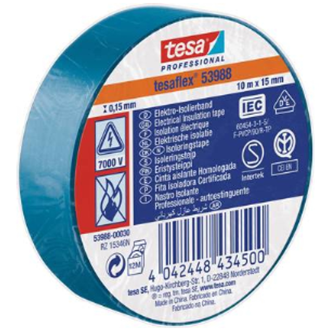 Tesa PVC-Elektroisolierband 10m x 15mm, blau