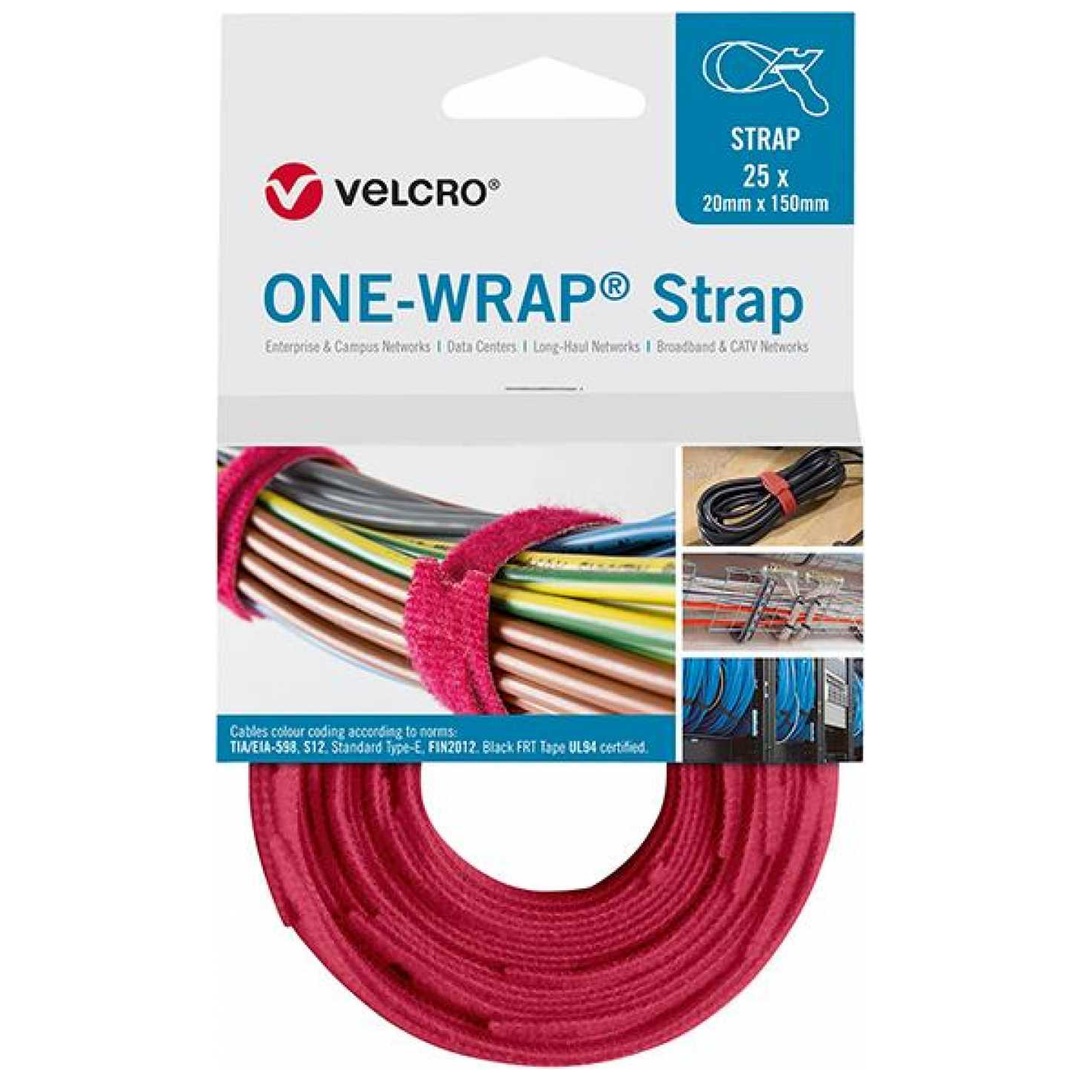 VELCRO® One Wrap® Strap 20mm x 330mm, 25 Stück, rot