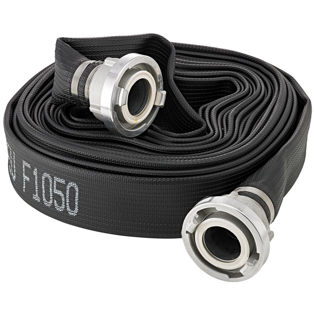 Fortis Mehrzweckflachschlauch gummiert, schwarz, C/52mm, STORZ Kupplungen 10m