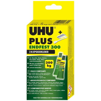 UHU 2-KomponentenepoxidkleberPLUS ENDFEST 300 Karton mit Tuben Binder und Härter 81g