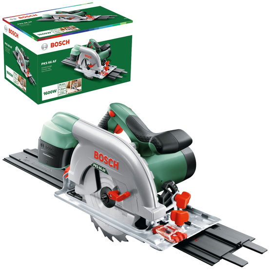 Bosch Handkreissäge PKS 66 AF, incl. Sägeblatt, Parallelanschlag, Zubehör, Karto