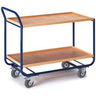 ROLLCART Tischwagen 20 mm Randhöhe (2 Etagen), Ladefläche 775x475 mm