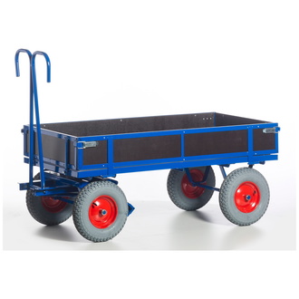 ROLLCART Handpritschenwagen mit Holzbordwänden, Ladefläche 960x660 mm, Ladehöhe 410 mm, Luftrad