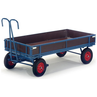 ROLLCART Handpritschenwagen mit Holzbordwänden, Ladefläche 1160x760 mm, Ladehöhe 480 mm, Vollgummirad