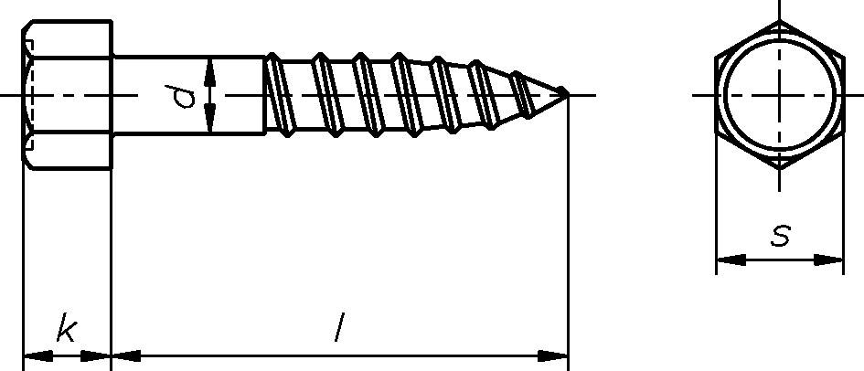 Reidl DIN 571 Holzschrauben, 6 x 40 Stahl blank, Außensechskant