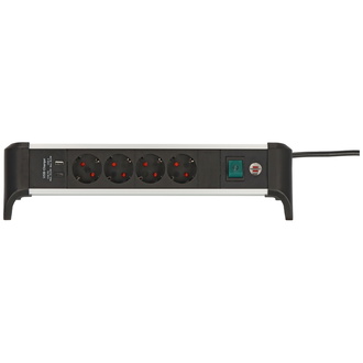 Brennenstuhl Alu-Office-Line Steckdosenleiste mit USB Power Delivery USB-Ladefunktion 4-fach 1,8m H05VV-F 3G1,5