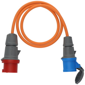 Brennenstuhl Camping-/Maritim Adapterkabel IP44 1,5m orange H07RN-F 3G2,5 CEE-Stecker 400V/16A, CEE-Kupplung 230V/16A