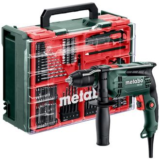 Metabo Schlagbohrmaschine SBE 650 Set, mit 78-tlg. Mobiler Werkstatt, Kunststoffkoffer