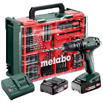 Metabo Akku-Schlagbohrschrauber SB 18 Set, incl. 2x Akku Li-Power 2 Ah, Ladegerät, Zubehör-Set 78-tlg., Kunststoffkoffer