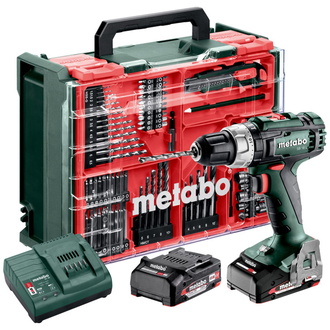 Metabo Akku-Schlagbohrschrauber SB 18 L Set, incl. 2x Akku Li-Power 2 Ah, Ladegerät, Zubehör-Set 78-tlg., Kunststoffkoffer