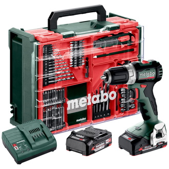 Metabo Akku-Bohrschrauber BS 18 L BL Set, incl. 2x Akku Li-Power 2 Ah, Ladegerät, Zubehör-Set, Kunststoffkoffer