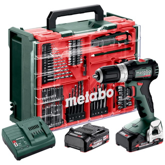 Metabo Akku-Schlagbohrschrauber SB 18 L BL Set, incl. 2x Akku Li-Power 2 Ah, Ladegerät, Zubehör-Set 78-tlg., Kunststoffkoffer