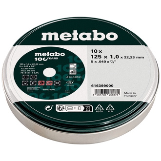 Metabo Satz=10xTrennscheiben SP 125x1,0x22,23 Inox, TF 41, in Blechdose