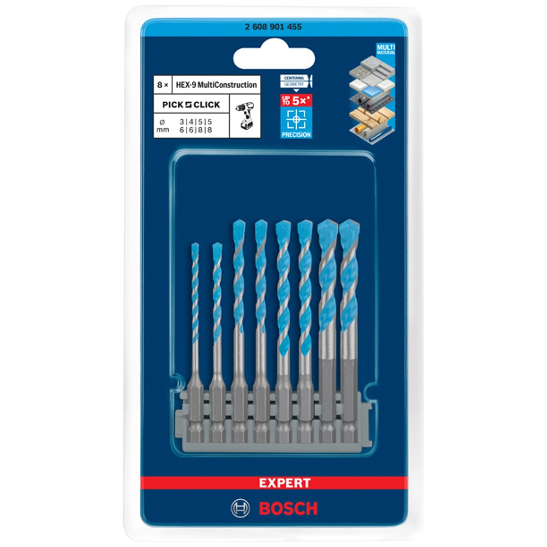 Bosch EXPERT HEX-9 MultiConstruction Pick & Click Bohrer-Set 3 - 8 mm