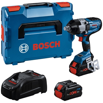 Bosch Akku-Drehschlagschrauber GDS 18V-1600 HC, incl. 2x Akku ProCORE 8 Ah, Schnellladegerät, Bluetooth-Modul, L-BOXX