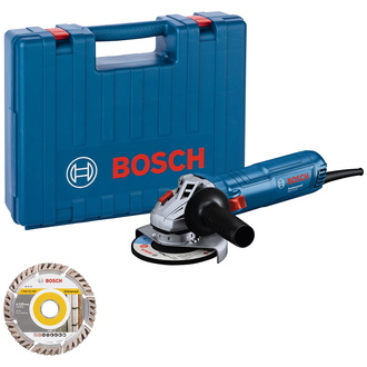 Bosch Winkelschleifer GWS 12-125, incl. Diamanttrennscheibe, Zubehör, Handwerkerkoffer