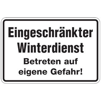 Hinweisschild, Eingeschränkter Winterdienst - 300x200x0.45 mm Aluminium geprägt