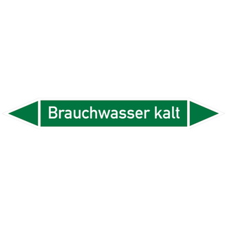 Rohrleitungsetikett, Brauchwasser kalt - 100x15 mm, Folie selbstklebend