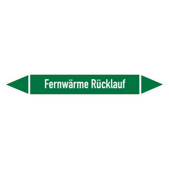 Rohrleitungsetikett, Fernwärme Rücklauf - 100x15 mm, Folie selbstklebend