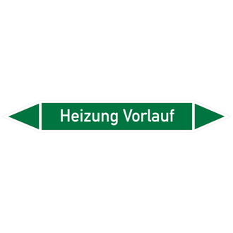 Rohrleitungsetikett, Heizung Vorlauf - 270x37 mm, Folie selbstklebend