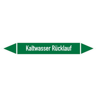 Rohrleitungsetikett, Kaltwasser Rücklauf - 100x15 mm, Folie selbstklebend