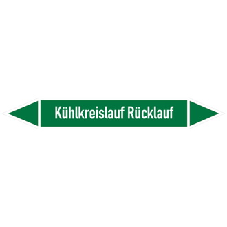 Rohrleitungsetikett, Kühlkreislauf Rücklauf - 100x15 mm, Folie selbstklebend