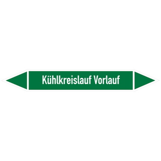 Rohrleitungsetikett, Kühlkreislauf Vorlauf - 100x15 mm, Folie selbstklebend