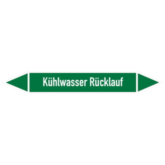 Rohrleitungsetikett, Kühlwasser Rücklauf - 100x15 mm, Folie selbstklebend