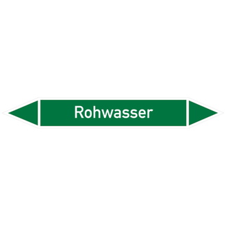 Rohrleitungsetikett, Rohwasser - 100x15 mm, Folie selbstklebend