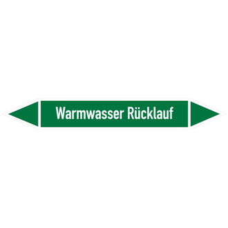 Rohrleitungsetikett, Warmwasser Rücklauf - 100x15 mm, Folie selbstklebend