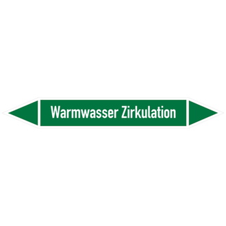 Rohrleitungsetikett, Warmwasser Zirkulation - 100x15 mm, Folie selbstklebend