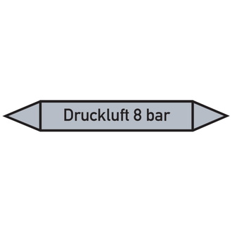 Rohrleitungsetikett, Druckluft 8 bar - 100x15 mm, Folie selbstklebend