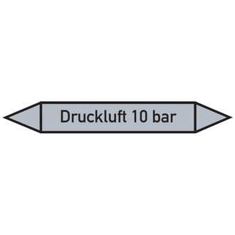 Rohrleitungsetikett, Druckluft 10 bar - 100x15 mm, Folie selbstklebend